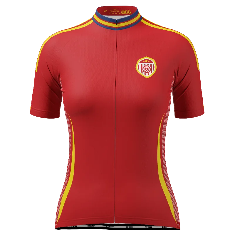 Women's Spain Soccer Short Sleeve Cycling Jersey Seasonal Jersey Tee