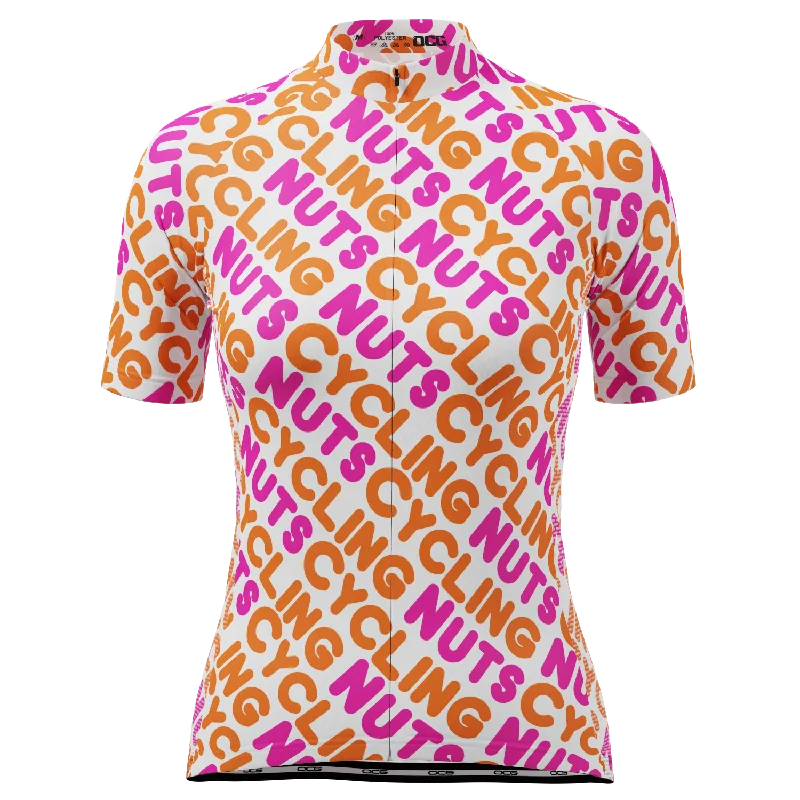 Women's Cycling Nuts Lettering Short Sleeve Cycling Jersey Emerald Green Jersey Tee