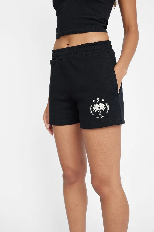 Palm Crest Jersey Shorts - Black Modern Jersey Tee