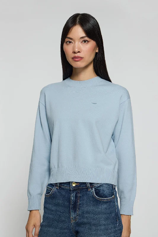 Jersey de punto Kacey azul cielo con detalle de botón nacarado Polo Club Minimalist Jersey Tee