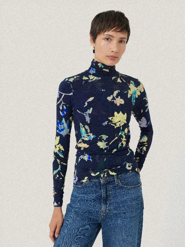 Hidden Floral Jersey Polo | Navy Navy Blue Jersey Tee