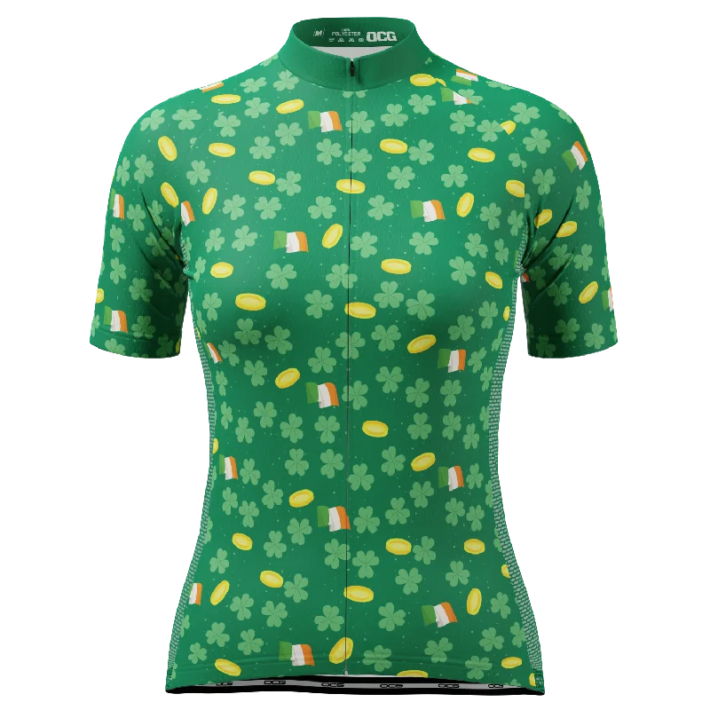 Women's Saint Patrick's Coins Short Sleeve Cycling Jersey Striped Jersey Top