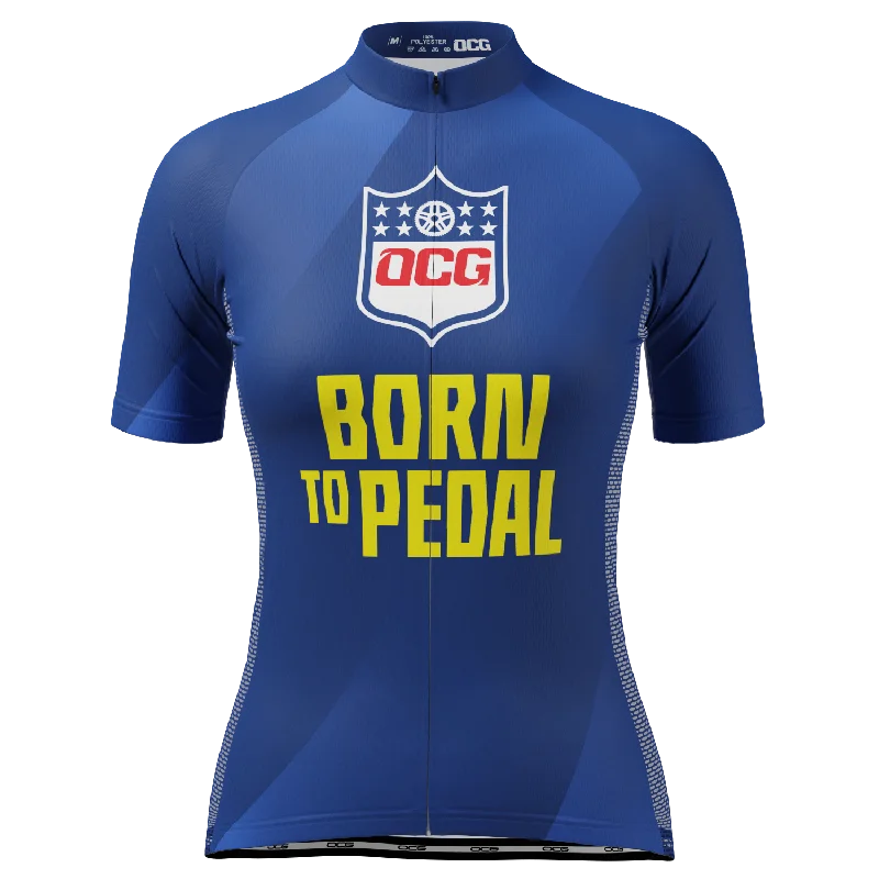 Women's Born To Pedal Short Sleeve Cycling Jersey Burgundy Jersey Tee
