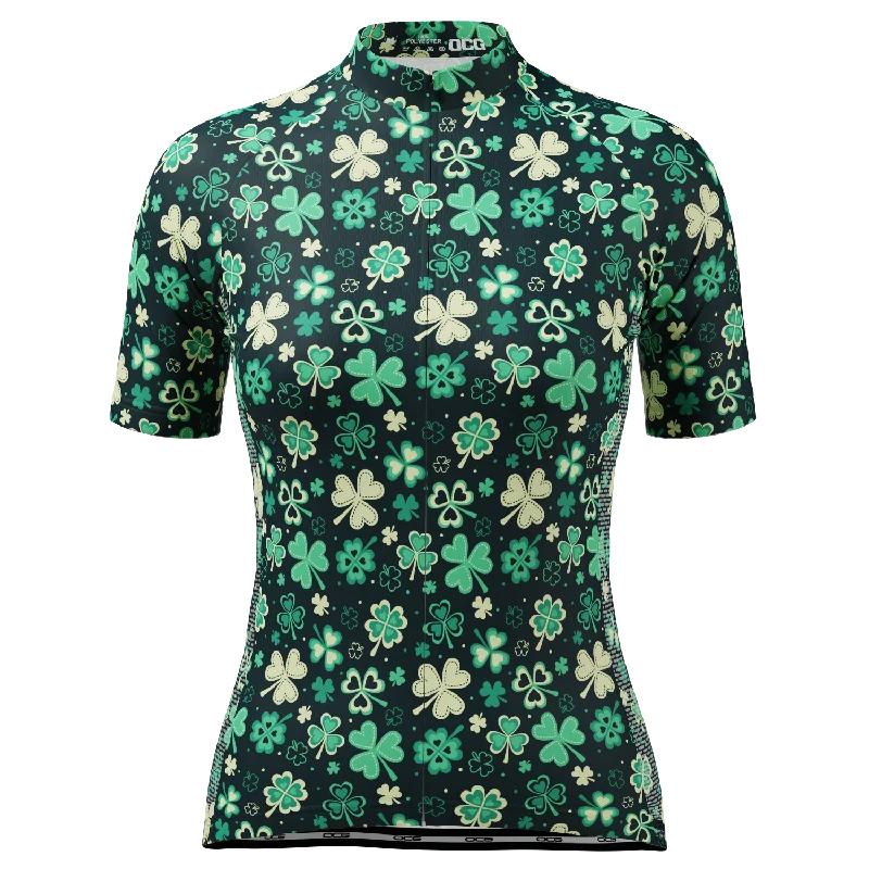 Women's Shamrocks & Clovers Short Sleeve Cycling Jersey Patterned Jersey Tee