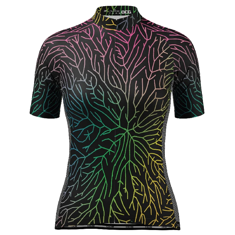 Women's Holographic Branches Short Sleeve Cycling Jersey Dark Color Jersey Shirt