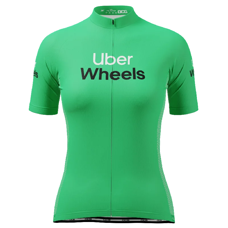 Women's Uber Wheels Short Sleeve Cycling Jersey Mint Green Jersey Tee