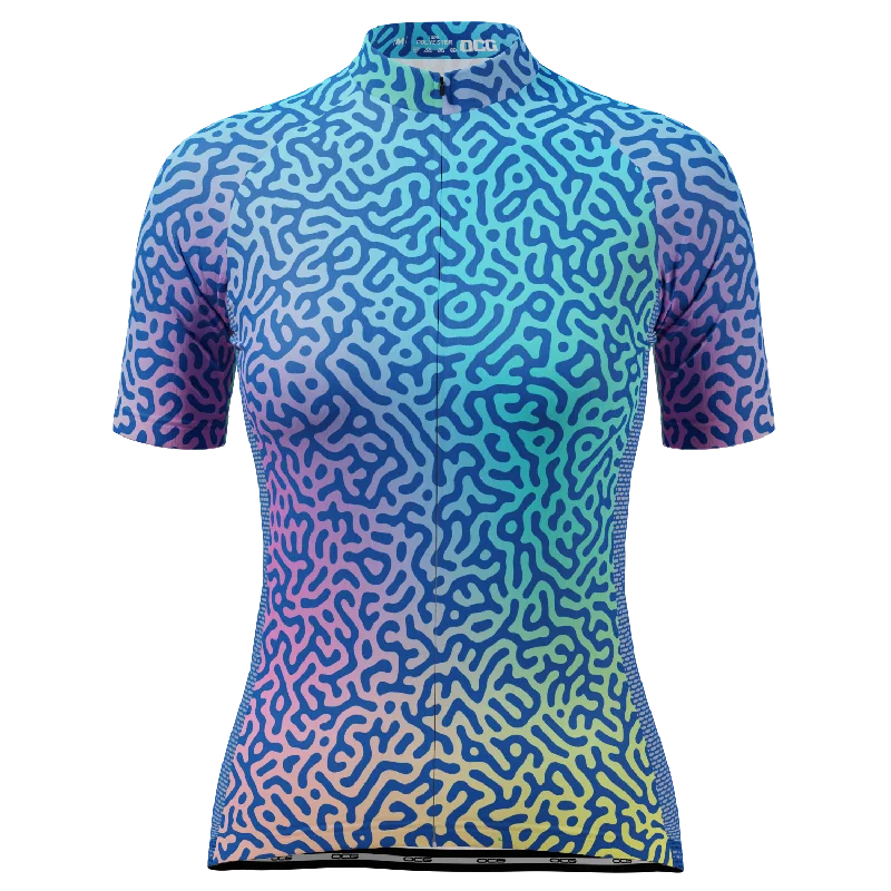 Women's Holographic Organic Lines Short Sleeve Cycling Jersey Solid Color Jersey Shirt Women's Holographic Organic Lines Short Sleeve Cycling Jersey Solid Color Jersey Shirt