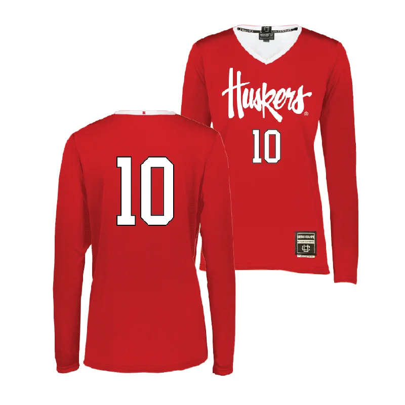 Red Nebraska Women's Volleyball Jersey - Olivia Mauch Warm Jersey Shirt