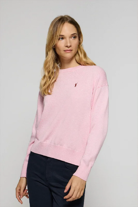 Jersey de punto color rosa vigoré con cuello redondo y logo bordado Rigby Go Turtle Neck Jersey Shirt