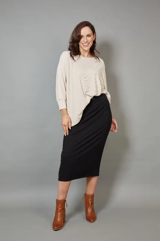 Eb & Ive - Studio Jersey Skirt - Ebony Black Royal Blue Jersey Shirt