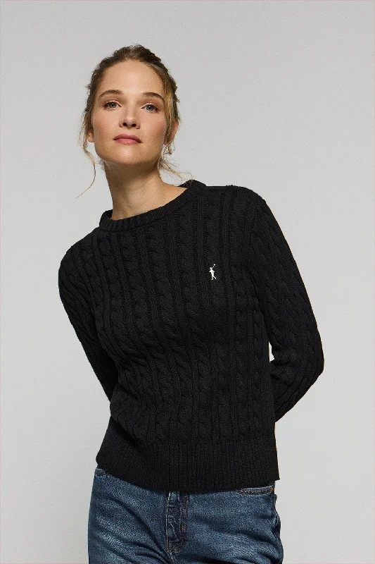 Jersey trenzado negro con logo bordado Rigby Go Sophisticated Jersey Tee