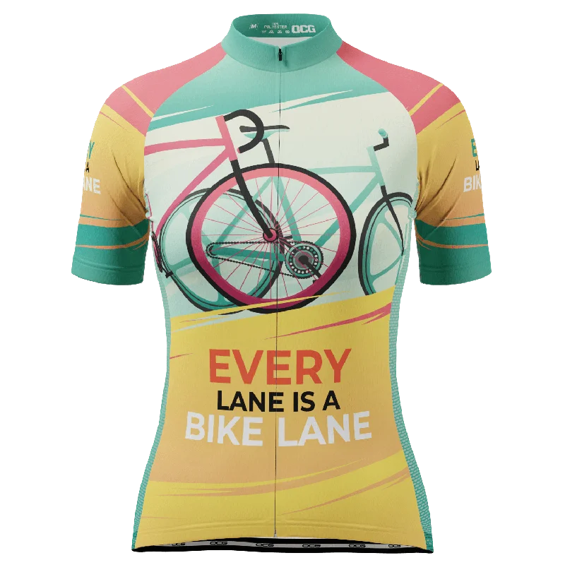 Women's Every Lane Is A Bike Lane Short Sleeve Cycling Jersey Polka Dot Jersey Shirt