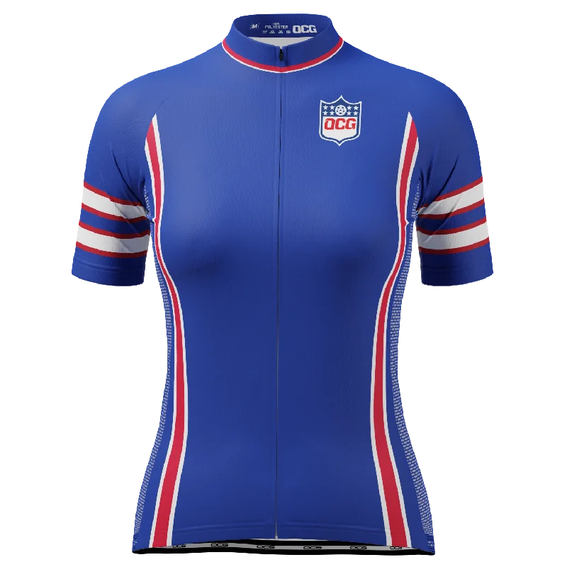 Women's Buffalo Football Short Sleeve Cycling Jersey Asymmetrical Jersey Blouse