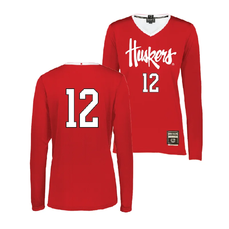 Red Nebraska Women's Volleyball Jersey - Taylor Landfair Trendy Jersey Shirt