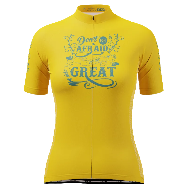 Women's Don't Be Afraid To Be Great Short Sleeve Cycling Jersey Silver Jersey Tee