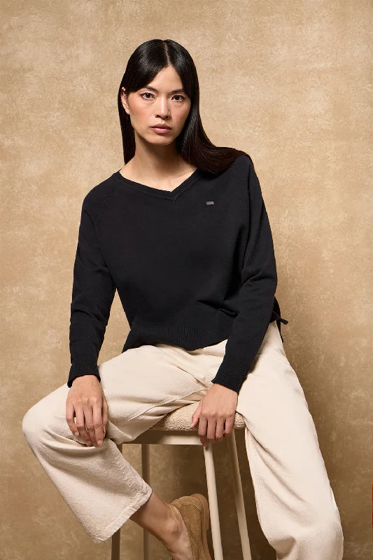 Jersey de punto Katniss negro con detalle de botón nacarado Polo Club Classic Jersey Tee Jersey de punto Katniss negro con detalle de botón nacarado Polo Club Classic Jersey Tee