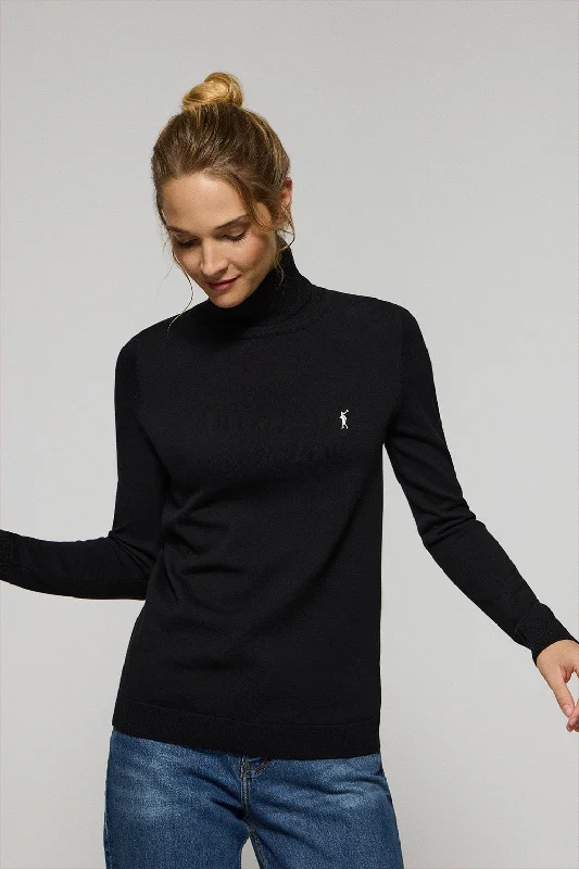 Jersey de punto negro con cuello vuelto y logo bordado Rigby Go Modern Jersey Tee