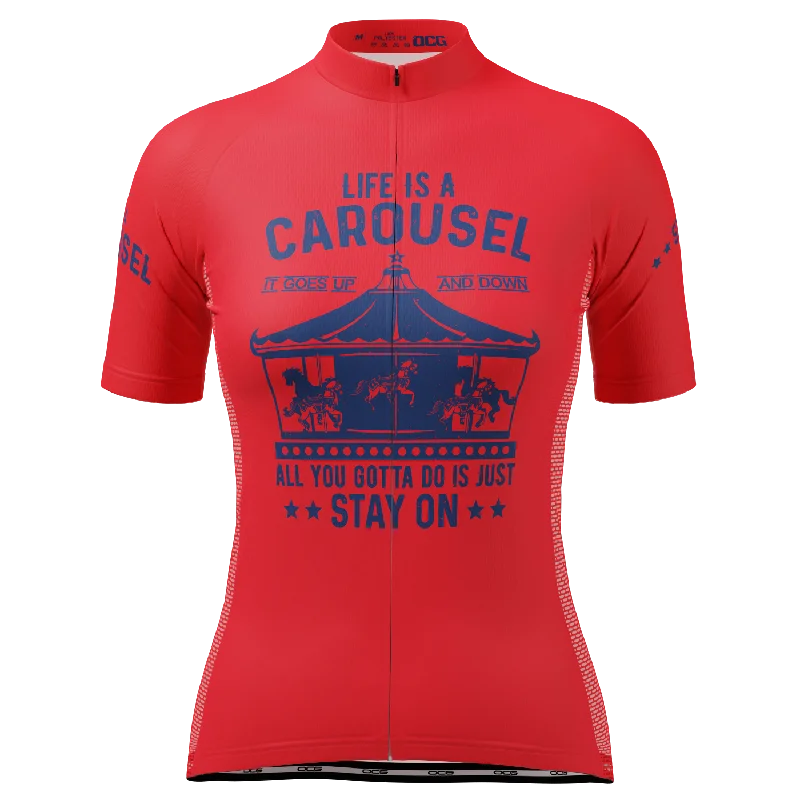 Women's Life Is Like A Carousel Short Sleeve Cycling Jersey Classic Jersey Tee