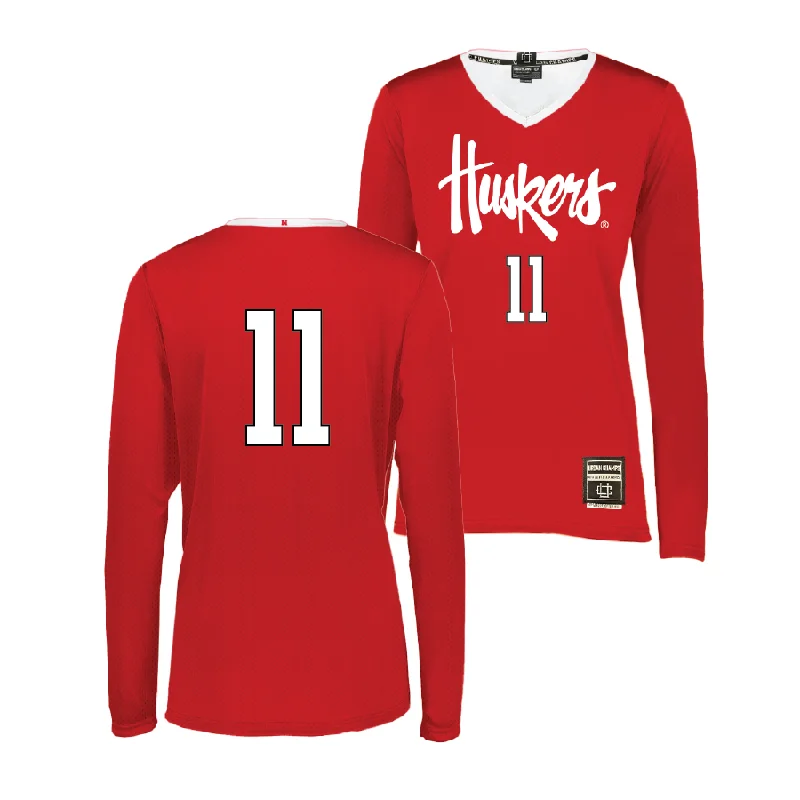 Red Nebraska Women's Volleyball Jersey - Leyla Blackwell Cotton Jersey Tee