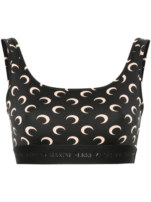 Moon Printed Jersey Sport Bra (Inverse Tan) Boat Neck Jersey Shirt