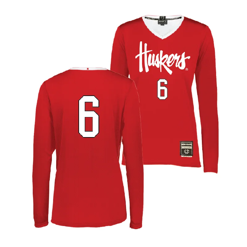 Red Nebraska Women's Volleyball Jersey - Laney Choboy Autumn Jersey Shirt