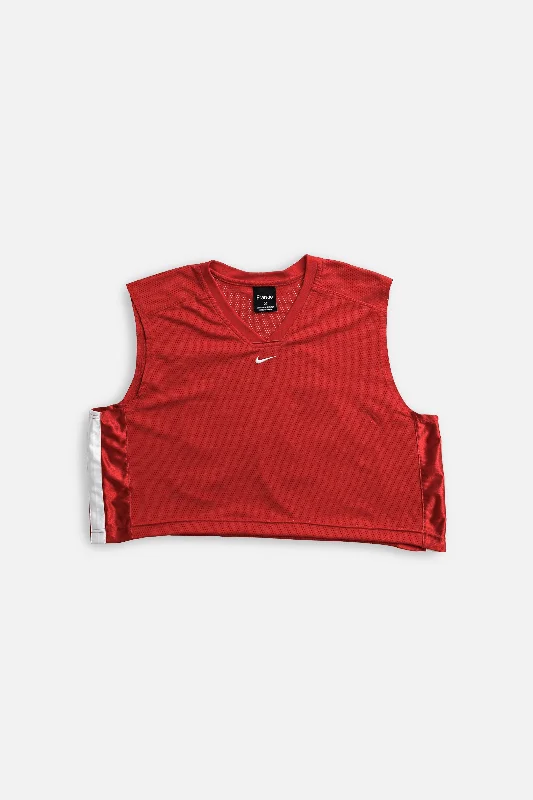 Rework Nike Crop Basketball Jersey - XL Pure White Jersey Tee
