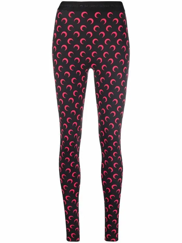 Moon Printed Jersey Stirrup Leggings(Black/Red) V Neck Jersey Blouse