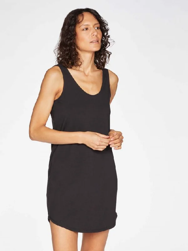 Leah GOTS Organic Cotton Essential Slip Dress - Black Tunics stripes playful
