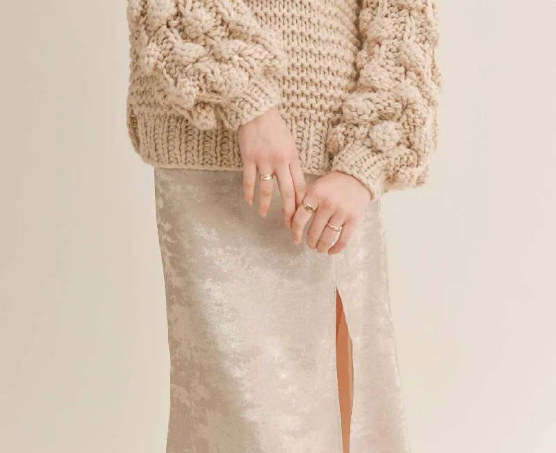 Hey Now Cutout Back Sweater In Cream Chenille Brocade Lace