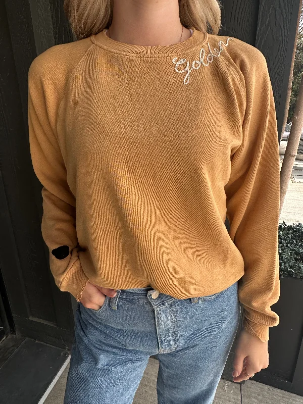 Hand-Stitched Golden Sweatshirt Hoodie with Sequins Glamorous Eye-catching