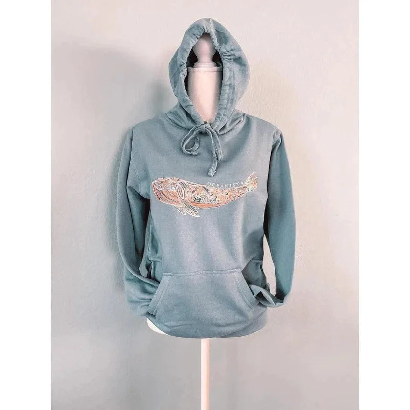 Zentangle Whale Hoodie Hoodie with Rolled Sleeves Casual Relaxed