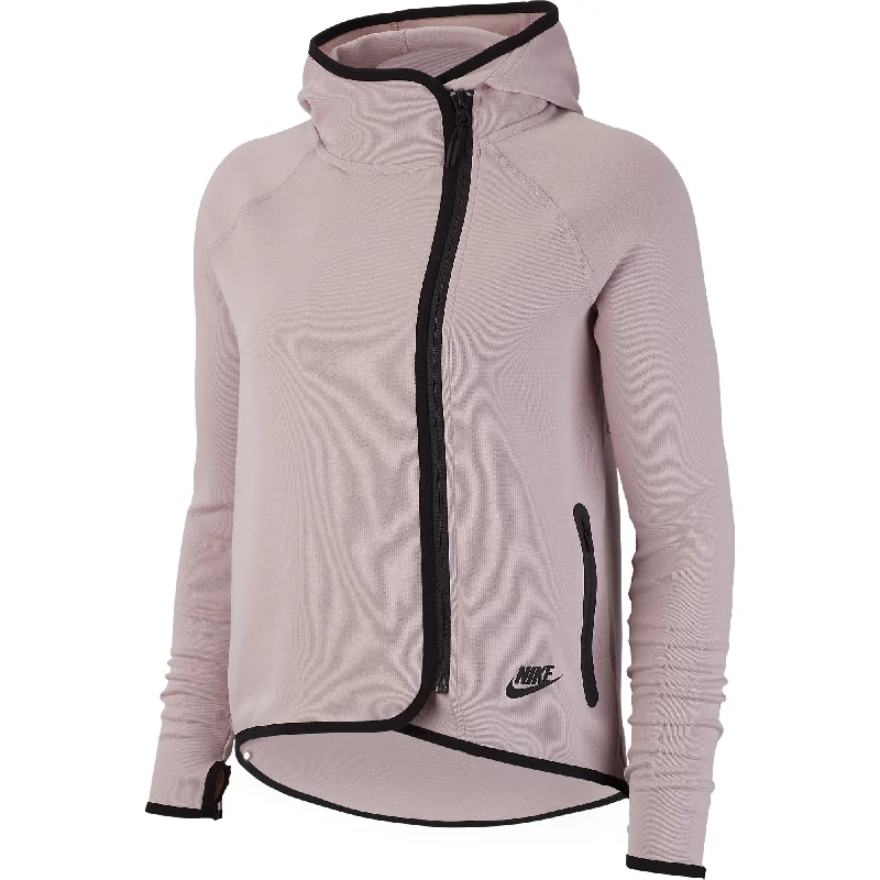 Nike Sportswear Tech Fleece Women's Full Zip Cape Hoodie Rose Pink-Black Hoodie with Ribbed Cuffs Snug Fit Comfort