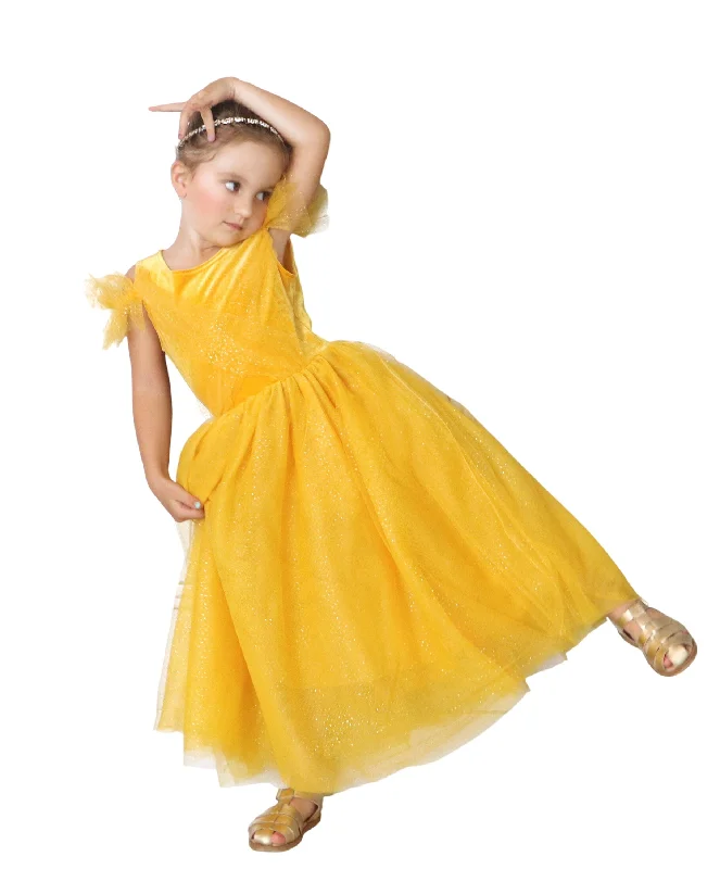 The Princess Beauty Yellow Costume Dress Floral Print girly