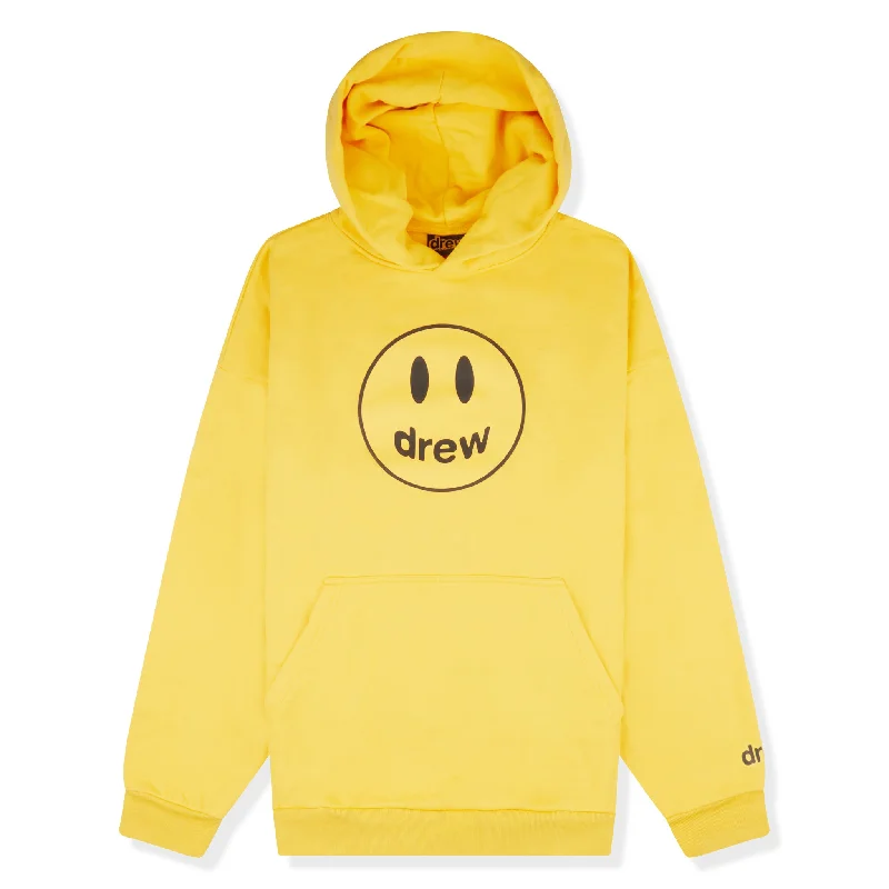Drew House Mascot Hoodie Golden Yellow Hoodie with Mesh Breathable Sporty