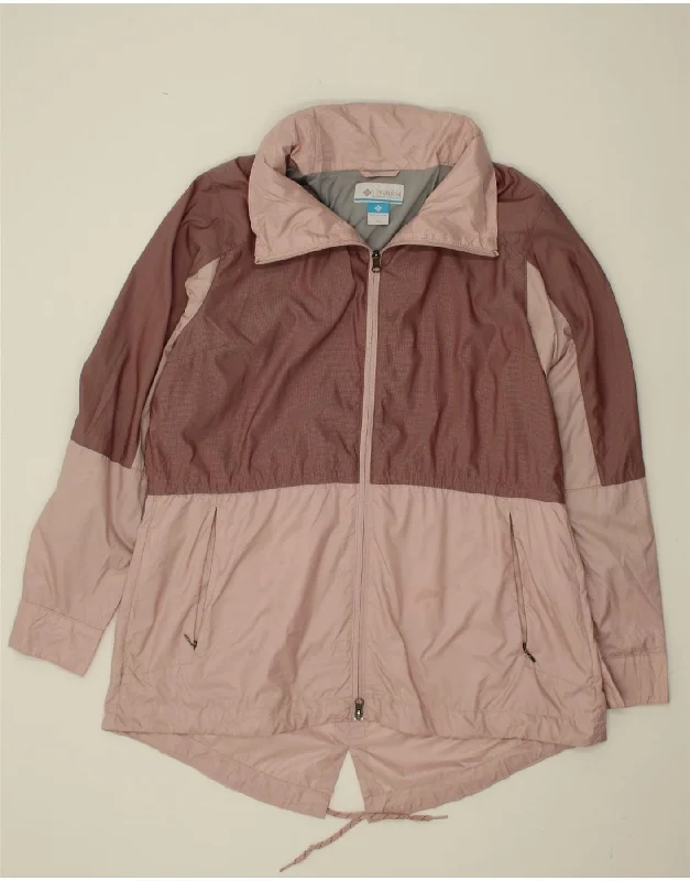 COLUMBIA Womens Hooded Rain Jacket UK 18 XL Pink Colourblock Polyester Stand-Up Collar Roll-Neck Collar Turtle Neck COLUMBIA Womens Hooded Rain Jacket UK 18 XL Pink Colourblock Polyester Stand-Up Collar Roll-Neck Collar Turtle Neck