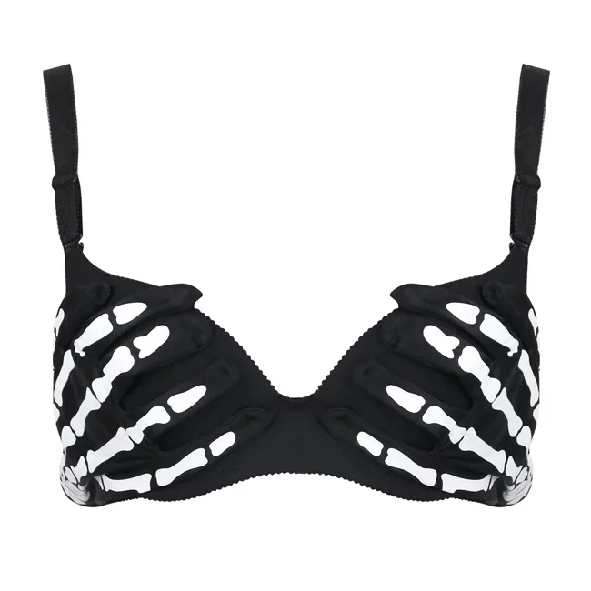 Women's Steampunk Halloween Skull Skeleton Clubwear Party Bra Crop Top Print Jacquard Patchwork