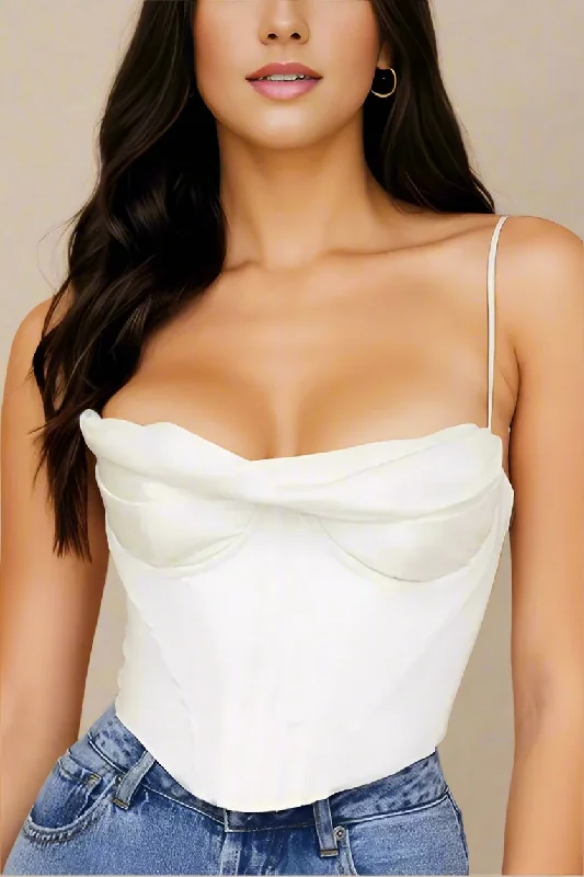 Indi Satin Crop Top - Pearl White Modern Contemporary Chic
