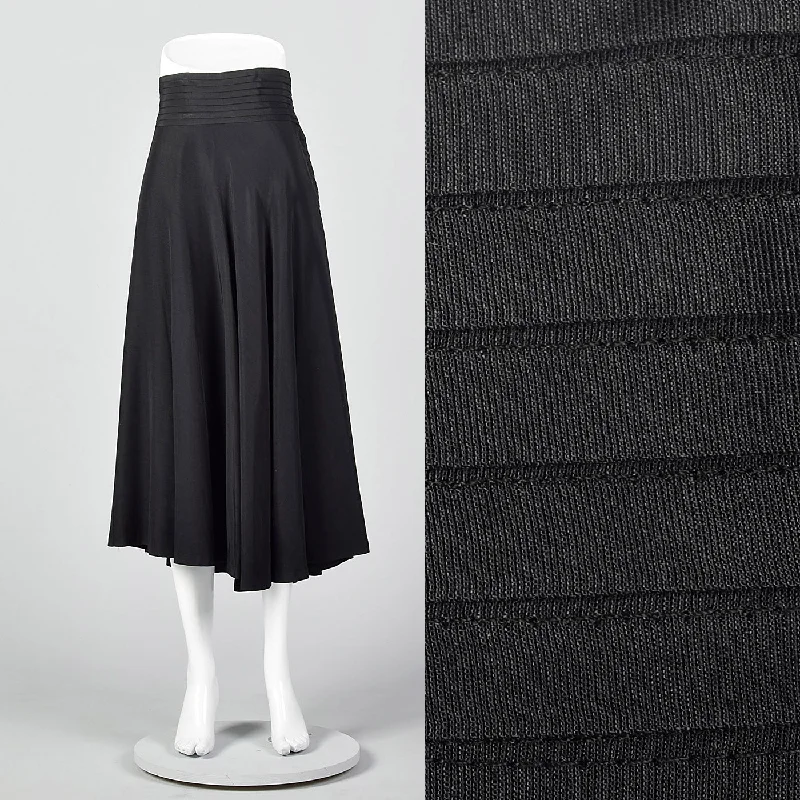 1950s Black Pleated Waistband Skirt lace skirt delicate