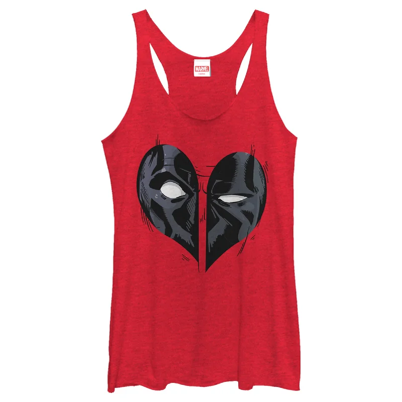 Women's Marvel Deadpool Heart Mask Racerback Tank Top grey tank top