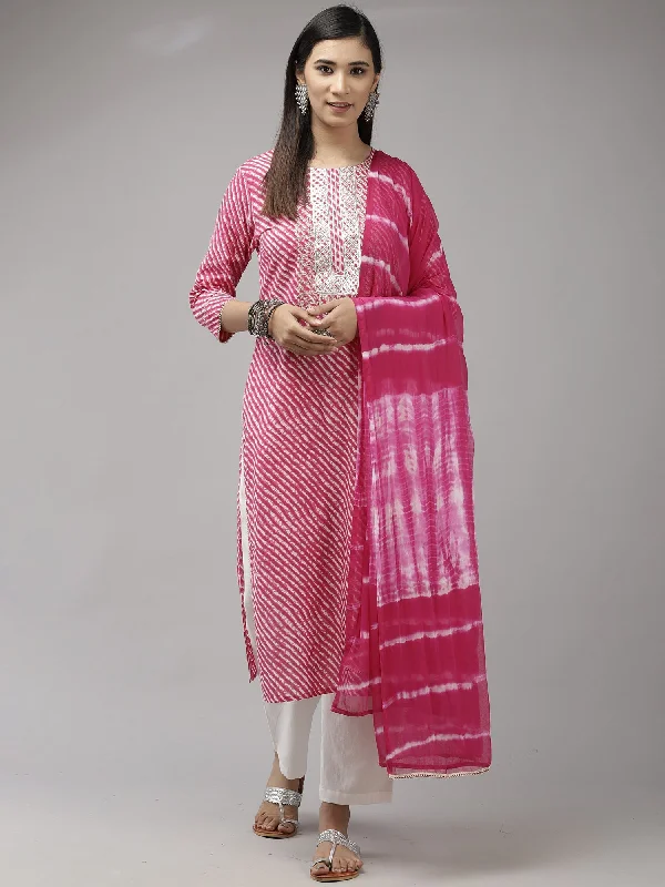 Women's Pink Embroidered Straight Kurta Trouser With Dupatta Set - Indo Era Trousers Top Rated Women's Pink Embroidered Straight Kurta Trouser With Dupatta Set - Indo Era Trousers Top Rated