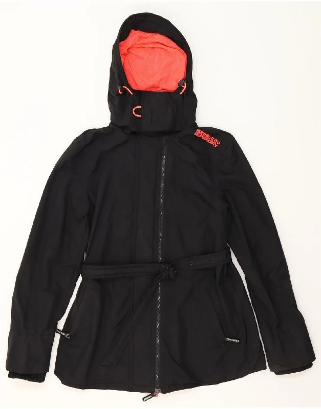 SUPERDRY Womens The Windmac Hooded Windbreaker Jacket UK 14 Medium Black Front Pockets Side Pockets Patch Pockets SUPERDRY Womens The Windmac Hooded Windbreaker Jacket UK 14 Medium Black Front Pockets Side Pockets Patch Pockets