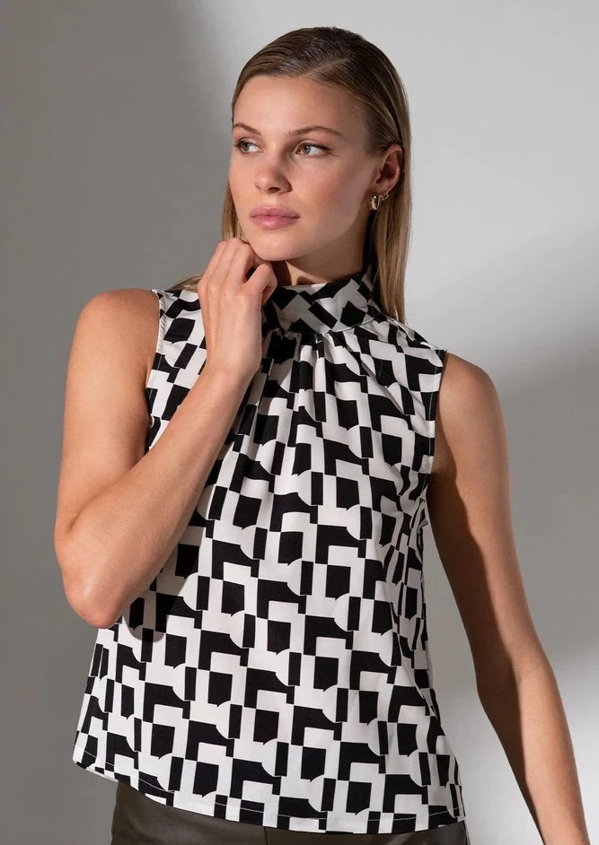 mock neck check tank cozy tank top