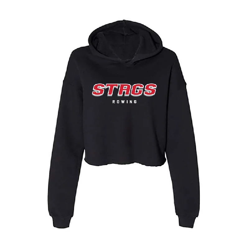 Fairfield - NCAA Women's Rowing : Brian Peknic - Women's Crop Fleece Hoodie Hoodie with Tied Waist Feminine Flattering