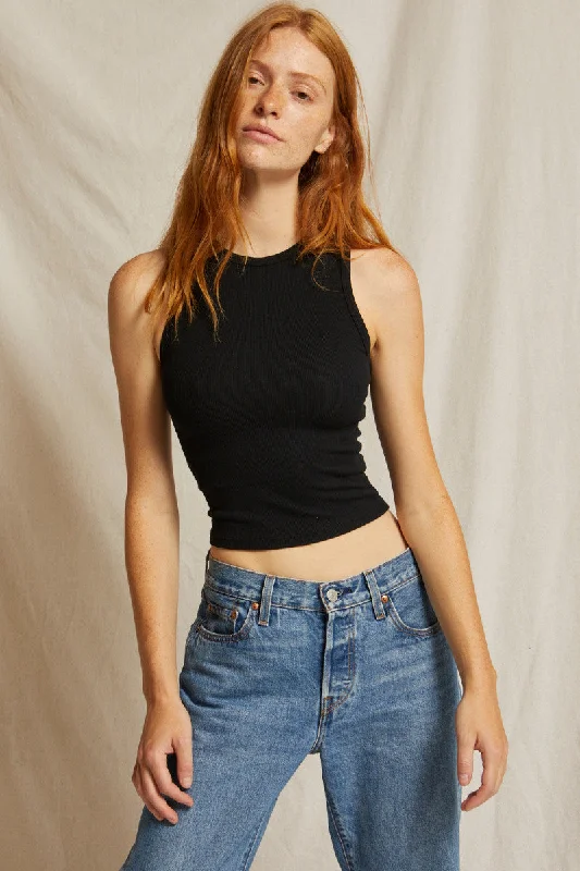 perfect white tee Gigi Rib Tank Top in True Black lemon yellow tank