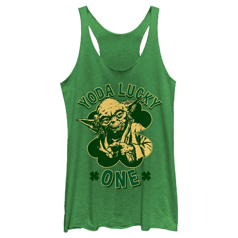 Women's Star Wars St. Patrick's Day Yoda Lucky One Racerback Tank Top halter tank top