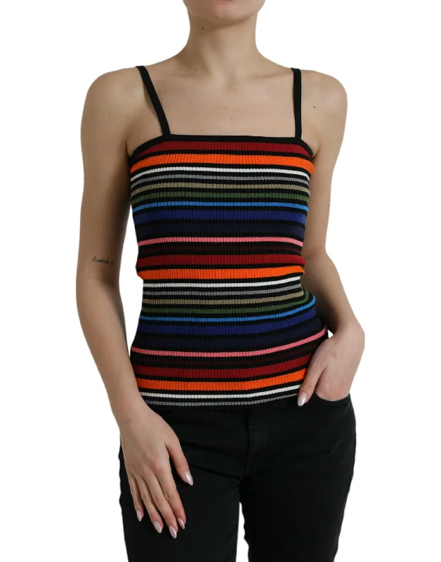 Dolce & Gabbana Chic Striped Spaghetti Strap Tank Women's Top stylish tank top