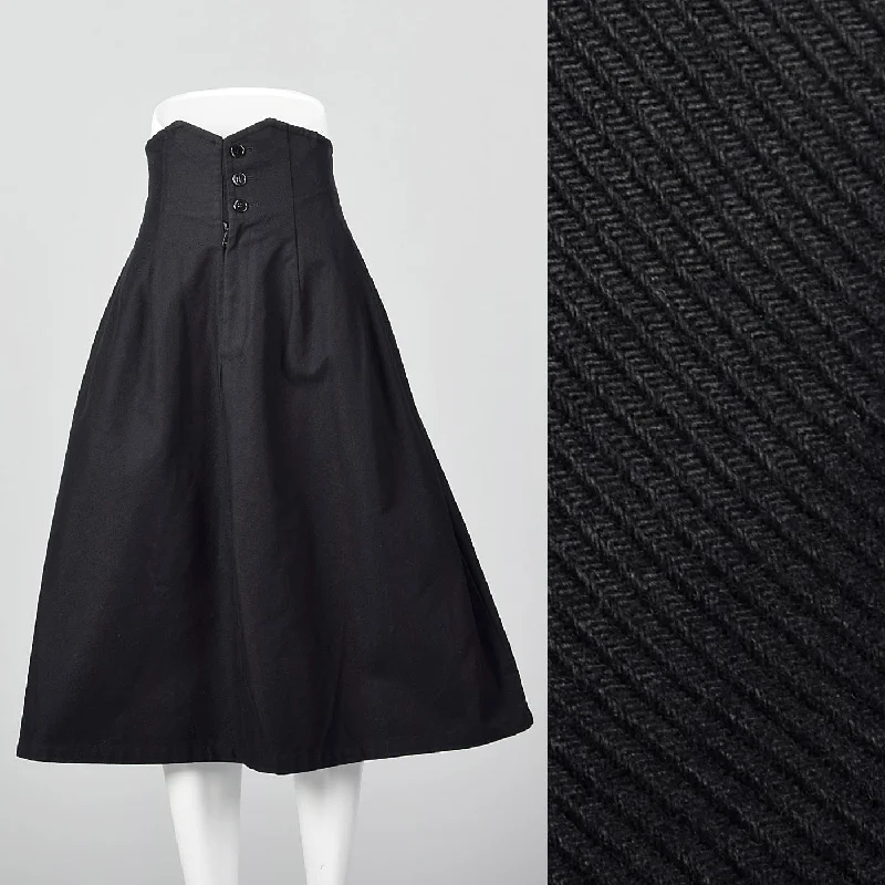 2000s Limi Feu Yohji Yamamoto Black High Waist Skirt with Pockets cotton skirt soft