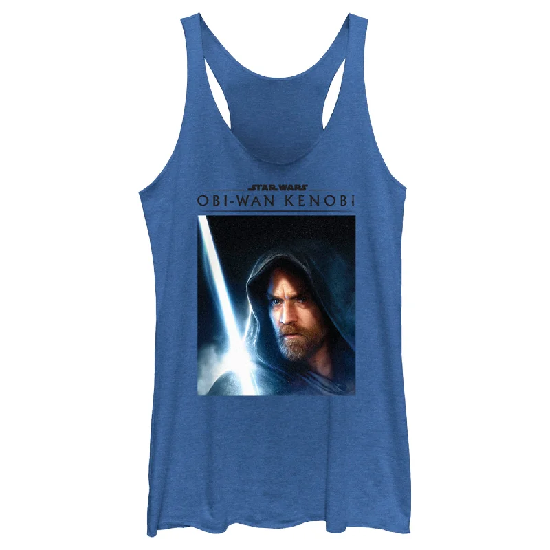 Women's Star Wars: Obi-Wan Kenobi Lightsaber Glow Kenobi Portrait Racerback Tank Top sage tank top