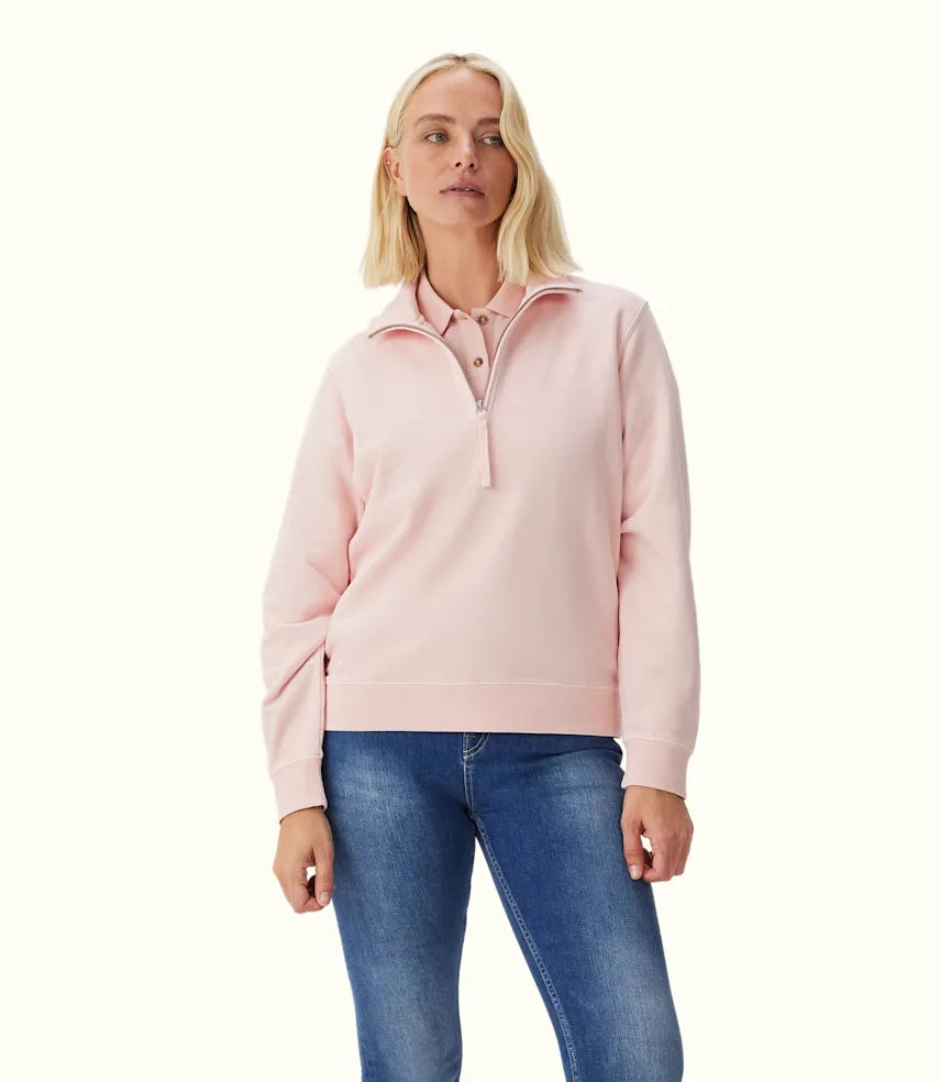 R.M.Williams - Trickett 1/4 Zip Sweatshirt - Rose Smoke Hoodie with Color Block Contrast Stylish