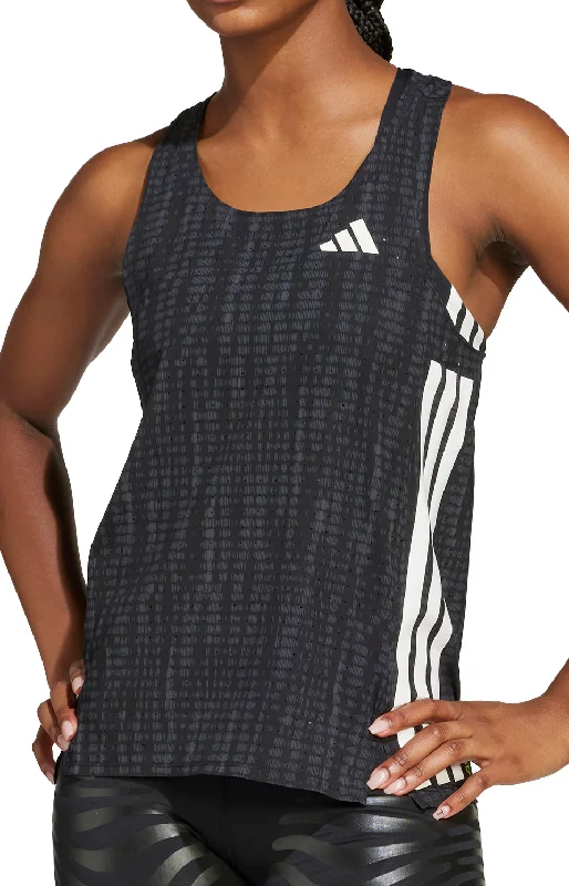 adidas Adizero Womens Running Vest Tank Top - Black spandex blend tank